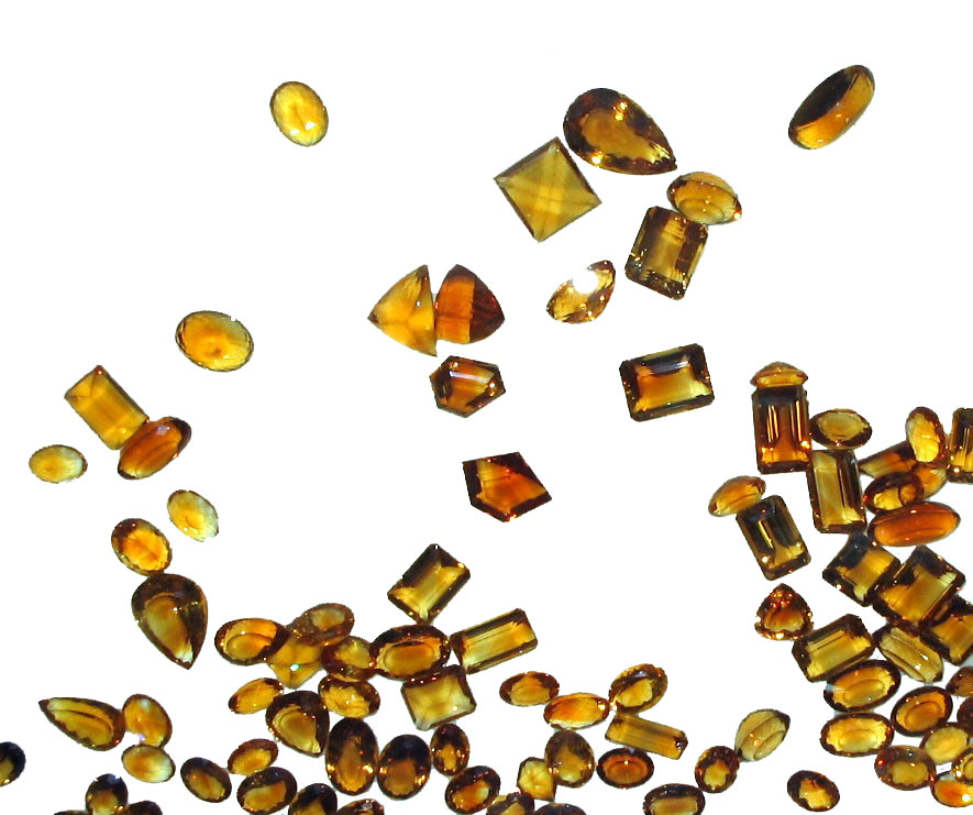 Faceted Citrine with different types of cut