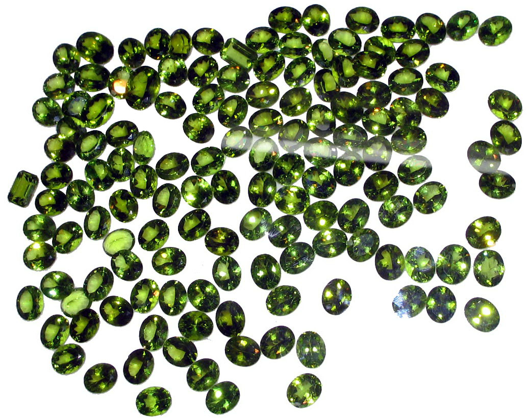 A large collection of Faceted Peridots of different cuts from Pakistan