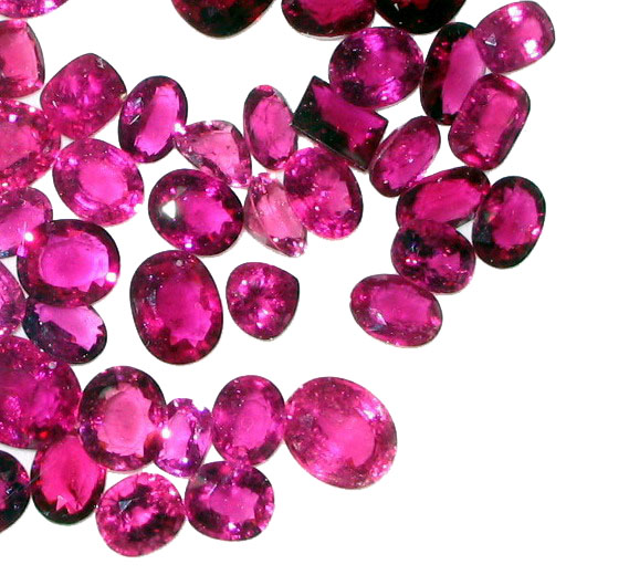 A Large collection of different types of cuts of Red(Rubellite Tourmalines)