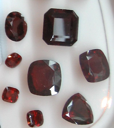 Alamandine Garnet Faceted Gemstones