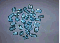 Cut and polished aquamarine gemstones from the area