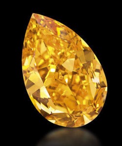 14.82-carat, pear-shaped,  fancy vivid-orange diamond