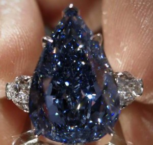 13.22-carat, pear-shaped, flawless, fancy vivid blue, Perfect Blue Diamond