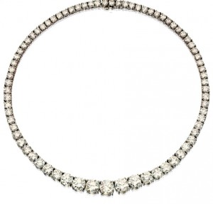 Lot 434 - Platinum and Diamond Riviere Necklace