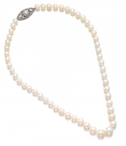 Lot 505 - An Important Natural Pearl And Diamond Necklace