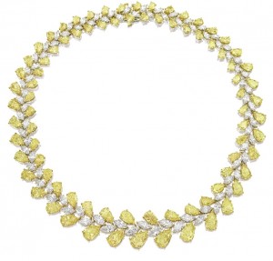 Lot 1479 - Fine Yellow Diamond And Diamond Necklace