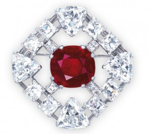 Lot 2066 - An Extremely Rare Ruby and Diamond Brooch by Cartier