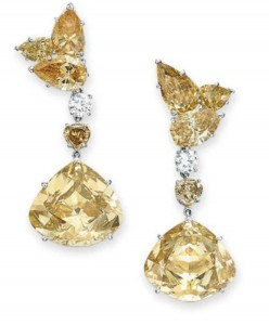 Lot 140 - Pair of Ear-Pendants from the Lot 140 - Bracelet from the Suite of Colored Diamond And Diamond Jewelry by Jahan