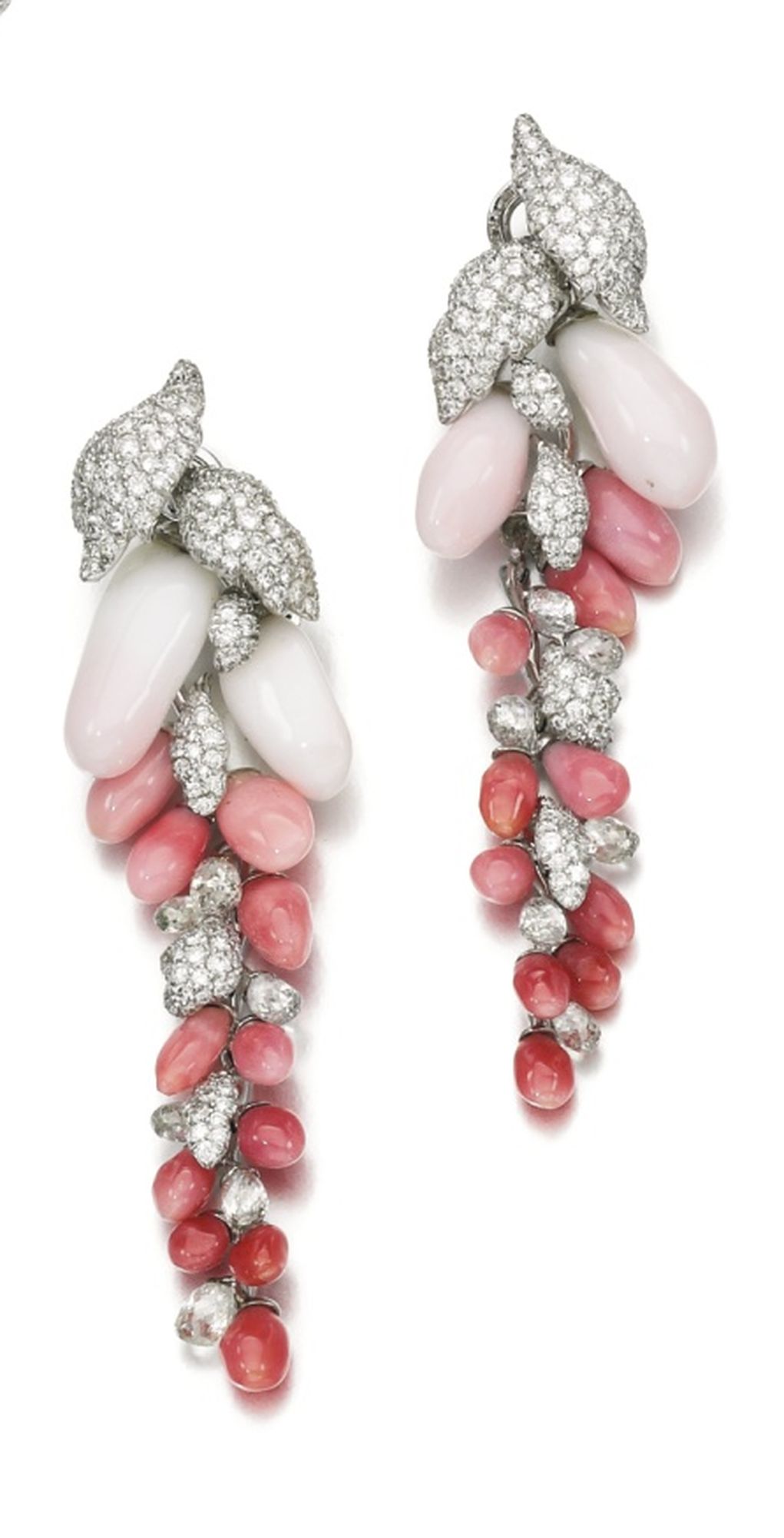 Lot 167 - Pair of Conch Pearl and Diamond Earrings of the Demi-Parure