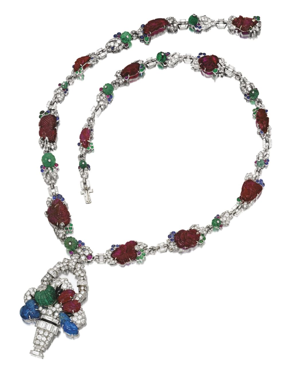 Lot 1703 - Rare Gem Set and Diamond Pendant Necklace, Mauboussin