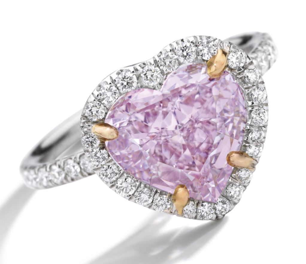 Lot 1786 - Fancy Intense Purple-Pink Diamond and Diamond Ring