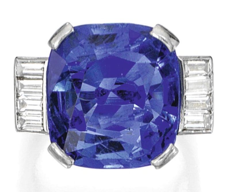 Lot 247 - Platinum, Sapphire and Diamond Ring, Gübelin