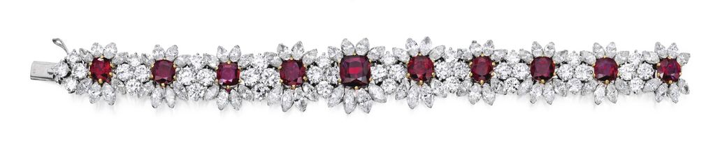 Lot 253 - the Bracelet of the Suite of Platinum, Gold, Ruby and Diamond Jewelry
