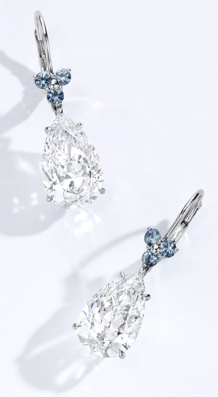 Lot 51 - Another View of the Magnificent Pair of Platinum, Diamond and Sapphire Earrings