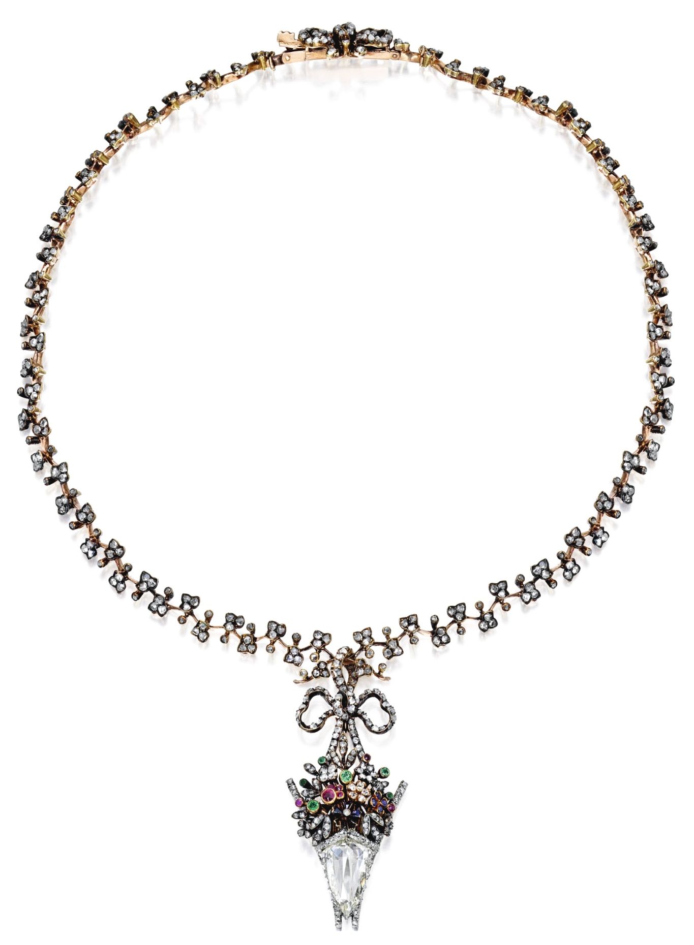Lot 66 - Silver-Topped Gold, Diamond and Colored Stone Necklace, Frédéric Boucheron, Paris