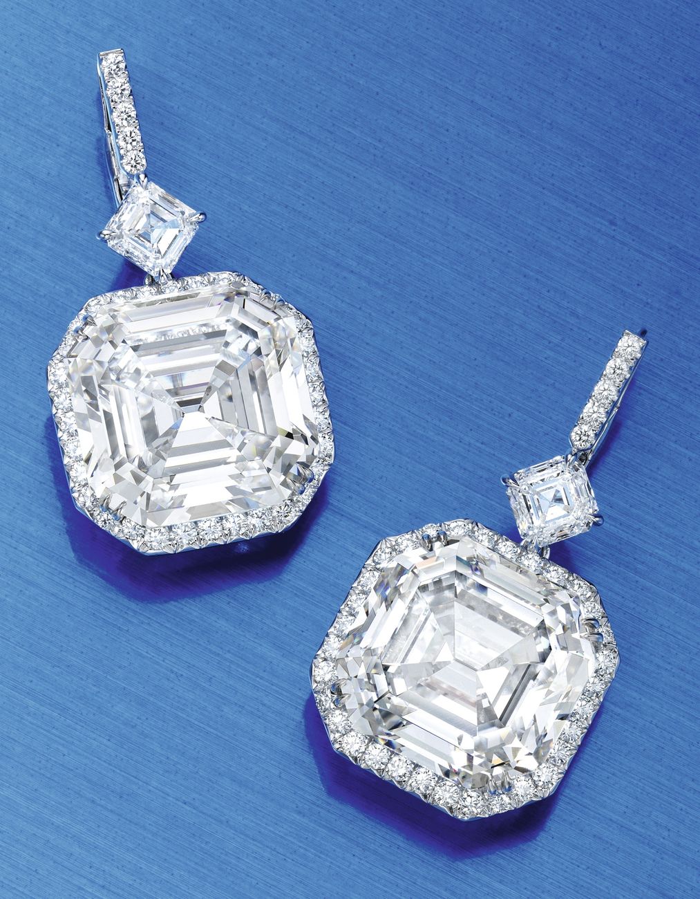 Lot 82 - Extraordinary Pair of Platinum and Diamond Earrings