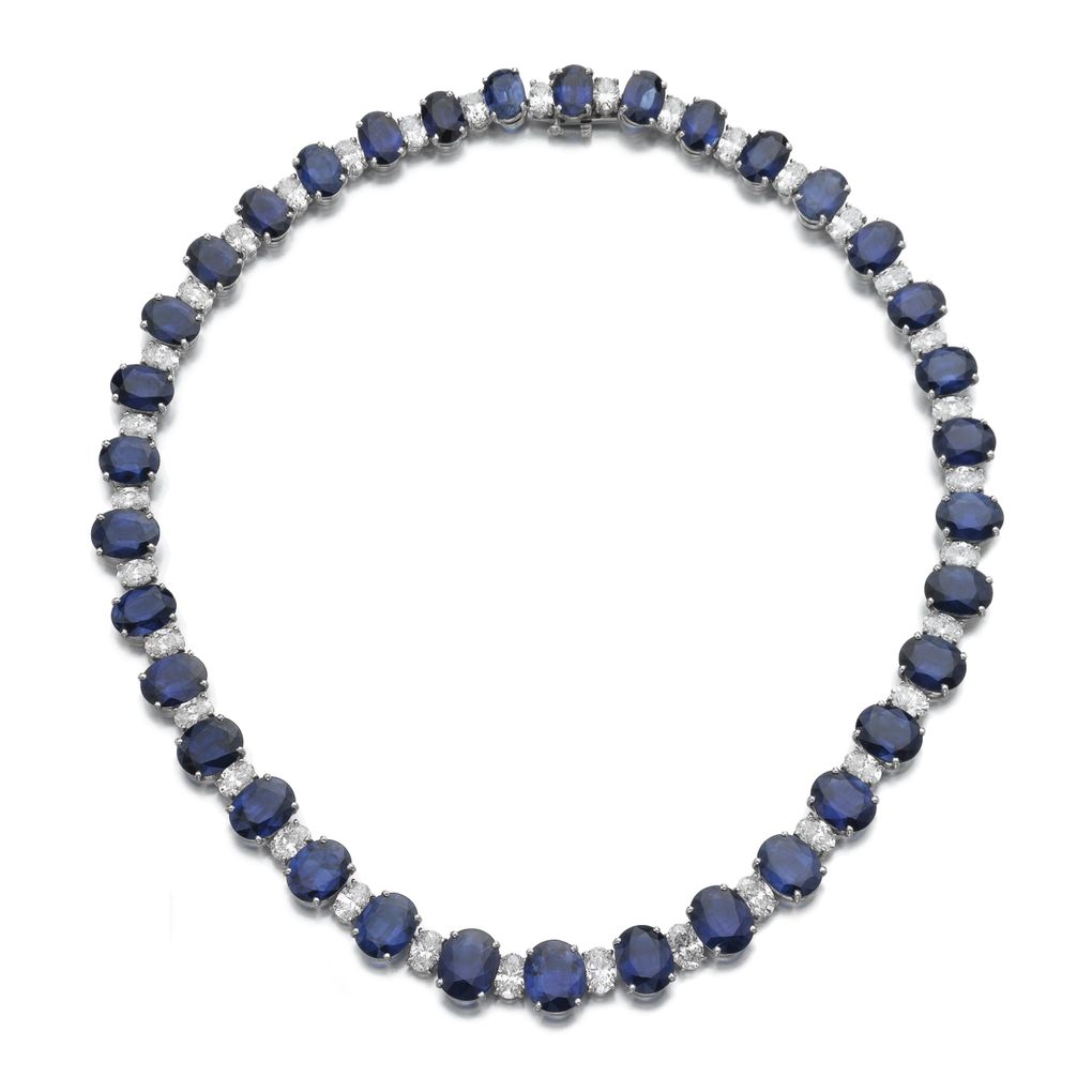 LOT 916 - SAPPHIRE AND DIAMOND NECKLACE 