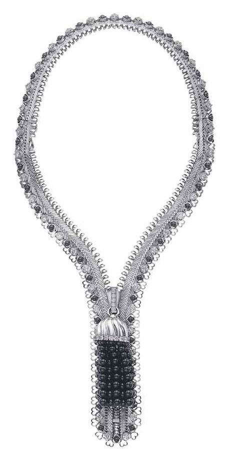 LOT 81 - A UNIQUE DIAMOND AND ONYX 'ZIP' NECKLACE, BY VAN CLEEF & ARPELS