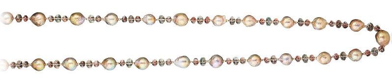 BEST USE OF PEARLS - NAOMI SARNA, FRESHWATER CULTURED PEARLS STRUNG WITH SUNSTONE BEADS
