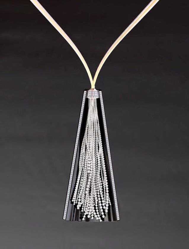 BRIDAL WEAR HONOURABLE MENTION - ZOLTAN DAVID KNIGHT STEEL, 18K & 24K YELLOW GOLD, AND PLATINUM FALLING WATERS NECKLACE