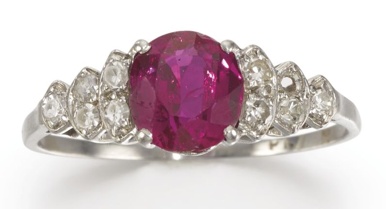 LOT 310 - RUBY AND DIAMOND RING 