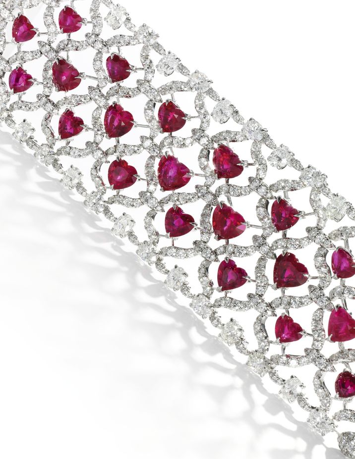 LOT 101 - RUBY AND DIAMOND BRACELET, CHOPARD, SECTION ENLARGED