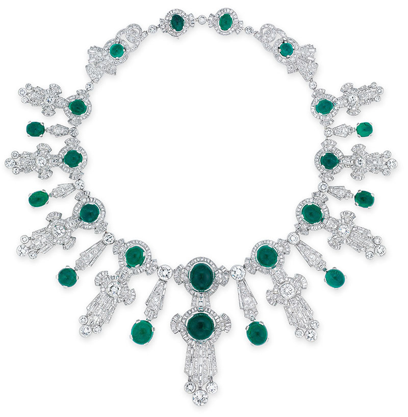 LOT 1948 - AN IMPORTANT EMERALD AND DIAMOND NECKLACE 