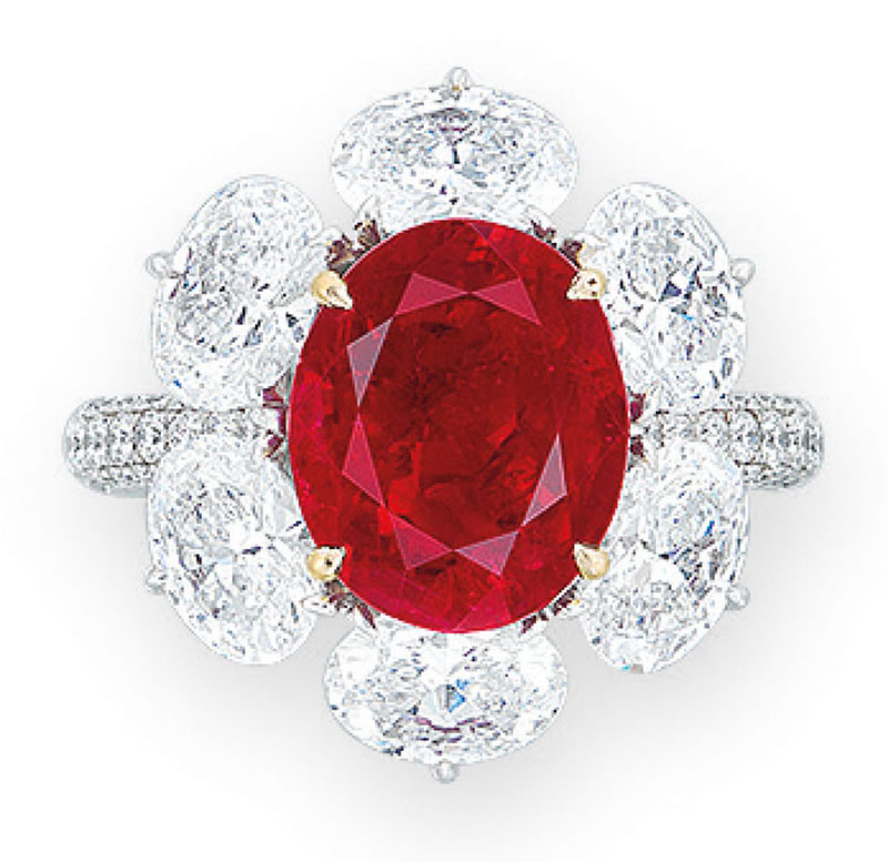 LOT 1970 - AN IMPORTANT RUBY AND DIAMOND RING 