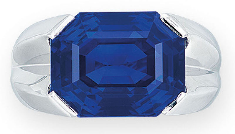 LOT 1966 - A SAPPHIRE AND DIAMOND RING, BY CHOPARD 
