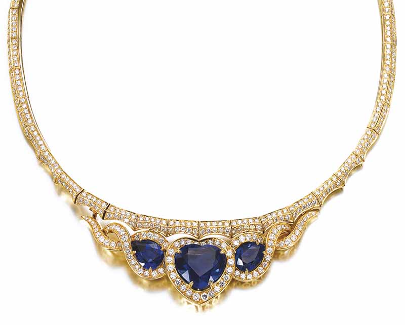 LOT 632 - SAPPHIRE AND DIAMOND NECKLACE 