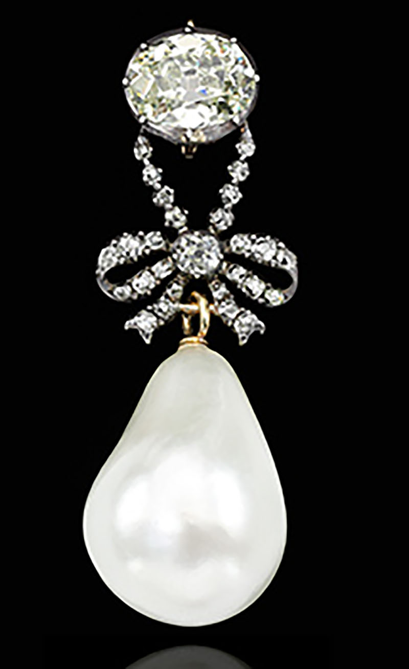 1.EXCEPTIONAL AND HISTORIC NATURAL PEARL AND DIAMOND PENDANT, 18TH CENTURY FROM QUEEN MARIE ANTOINETTE OF FRANCE