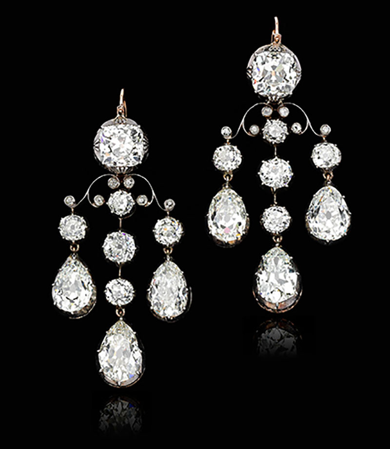 FROM MARIA THERESE OF SAVOY – DUCHESS OF PARMA (1803-1879) PAIR OF DIAMOND EARRINGS, 19TH CENTURY
