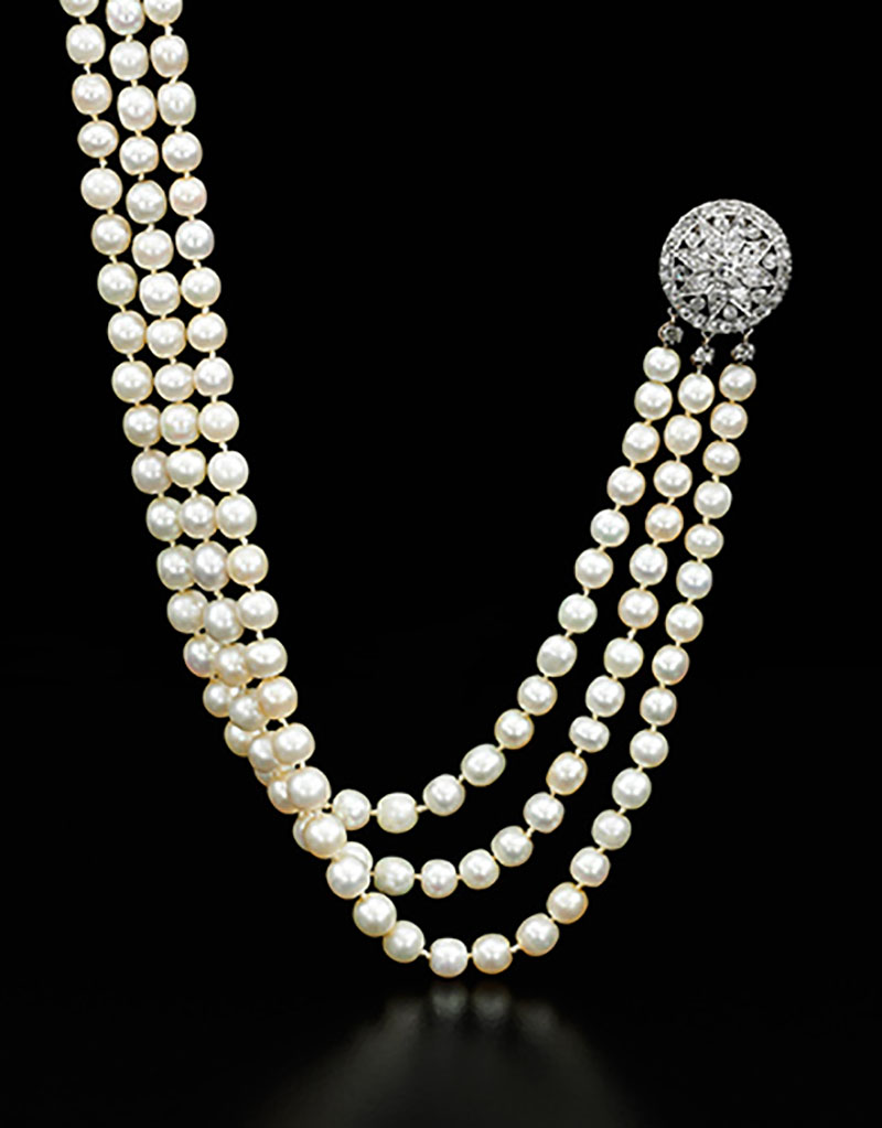 NATURAL PEARL AND DIAMOND NECKLACE