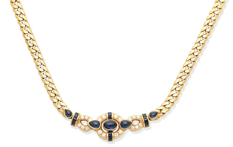 LOT 154 - A SAPPHIRE AND DIAMOND NECKLACE, by Graff 