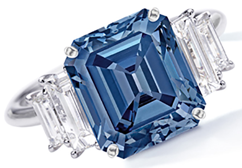 LOT 1892 - THE AI '愛' DIAMOND - A RARE AND IMPORTANT FANCY VIVID BLUE DIAMOND AND DIAMOND RING