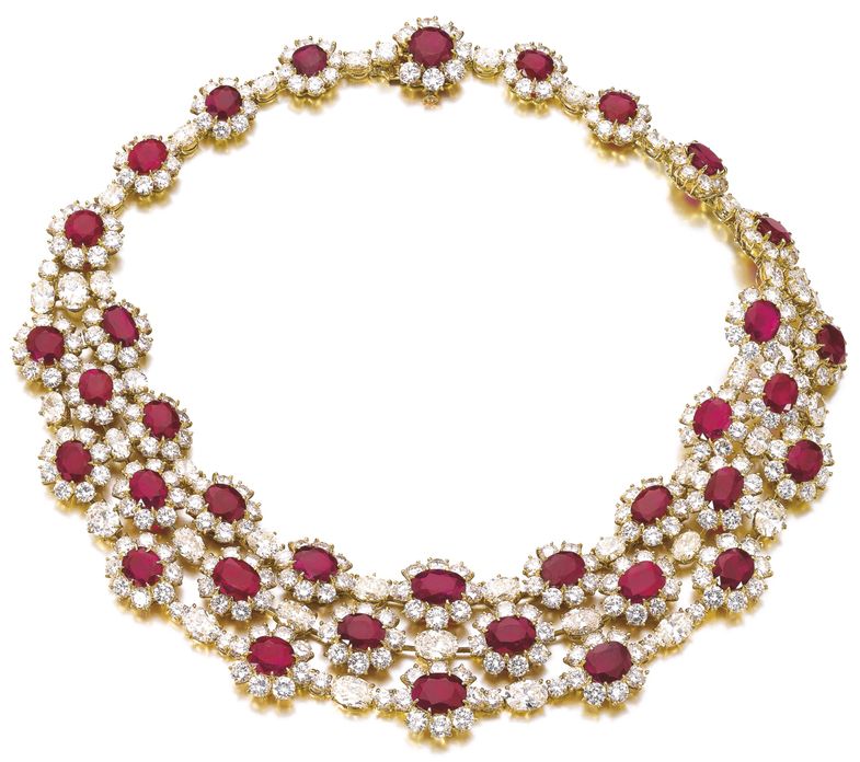 LOT 543 - RUBY AND DIAMOND NECKLACE