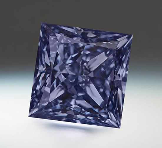 Lot 4 - Argyle Emrys - A 0.43-carat, princess-cut, Fancy Deep Grayish-Violetish-Blue diamond.