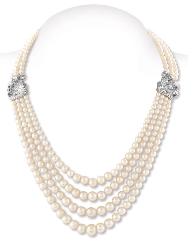 Lot 50 – An Elegant Four Row Basra Pearl Necklace, Circa: 1940
Estimate: INR 1.25 – 1.30 crores | US$ 176,056 – 183,099