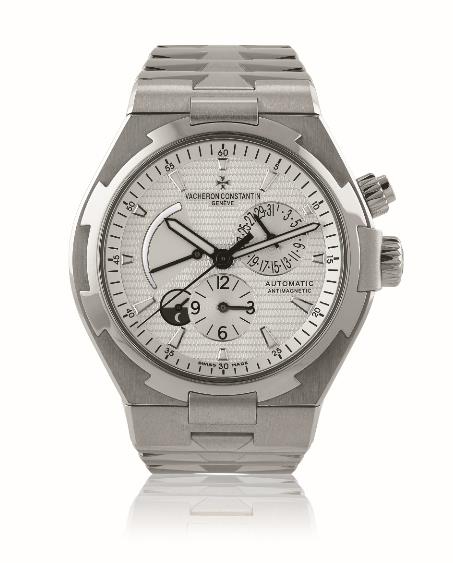 Lot 76 - Vacheron Constantin Overseas Dual Time Silver Dial Wristwatch