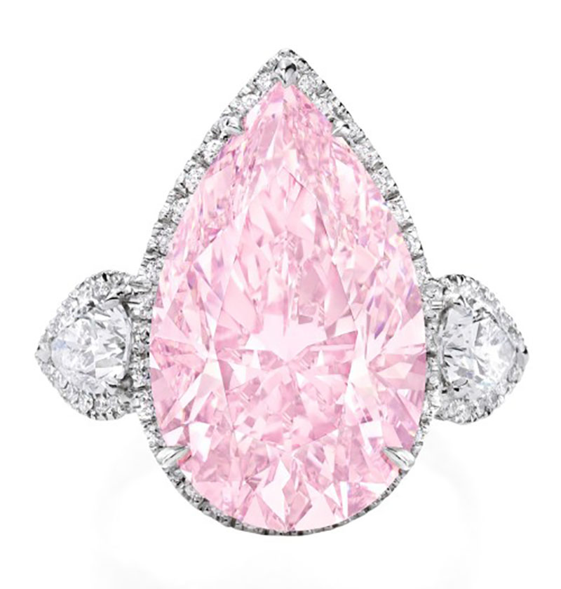 Lot No. 134 - An Exquisite Fancy Pink Diamond and Diamond Ring