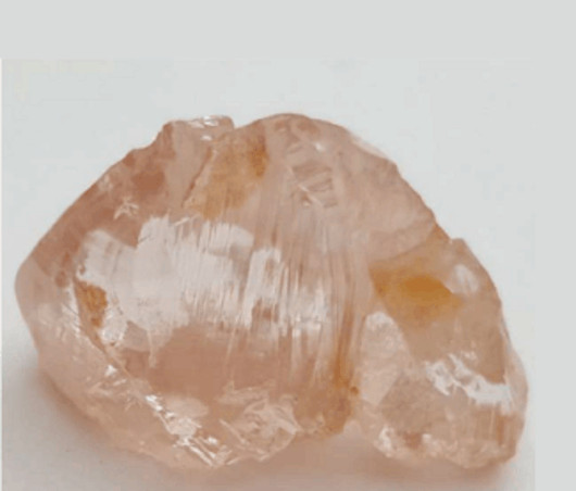 Another view of 46 carat pink lulo rough diamond