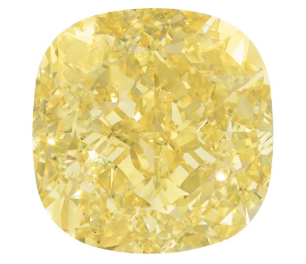 204.36-carat fancy intense yellow cushion modified brilliant-cut dancing sun diamond