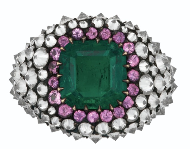 LOT 151 – JAR EMERALD, COLORED SAPPHIRE AND DIAMOND RING