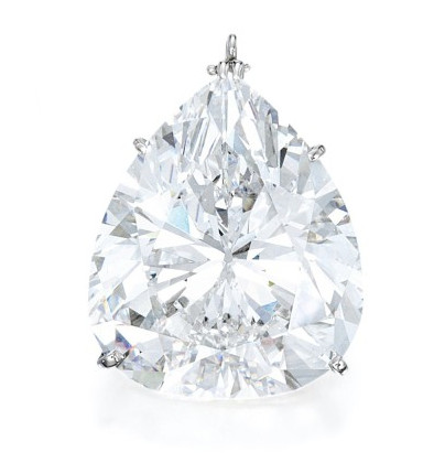 Lot 95 pendant set with pear shaped diamond weighing 29.84 carats