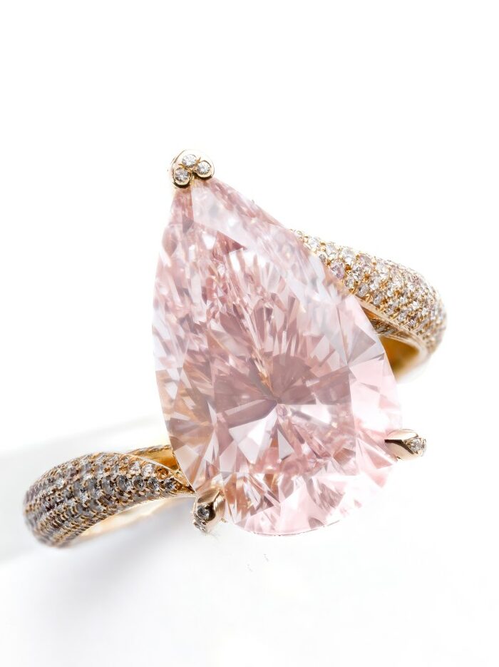 Lot No – 241 and titled Chopard – Attractive Fancy-Intense Pink Diamond Ring 