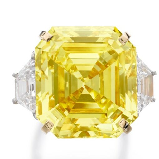 Lot 288 titled “Monture Cartier, Impressive Fancy Vivid Yellow Diamond Ring”