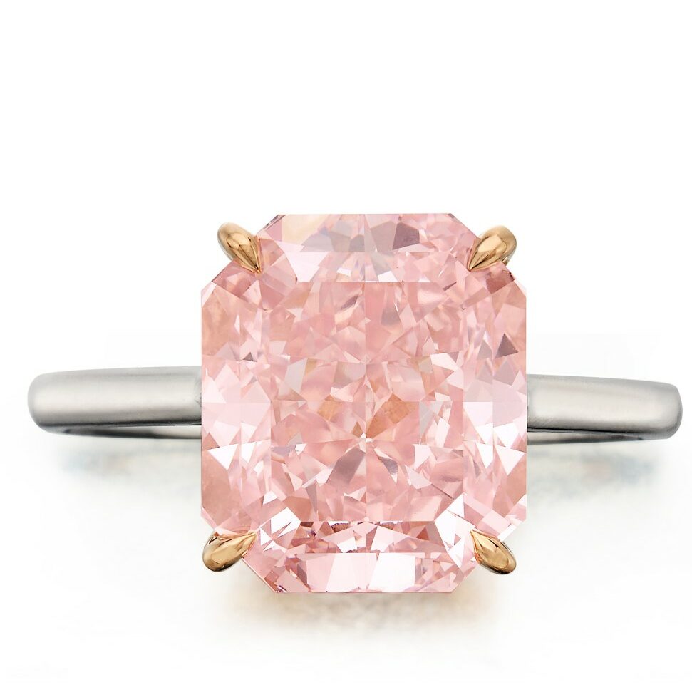LOT 70 - A Highly Important Fancy Intense Pink Diamond Ring