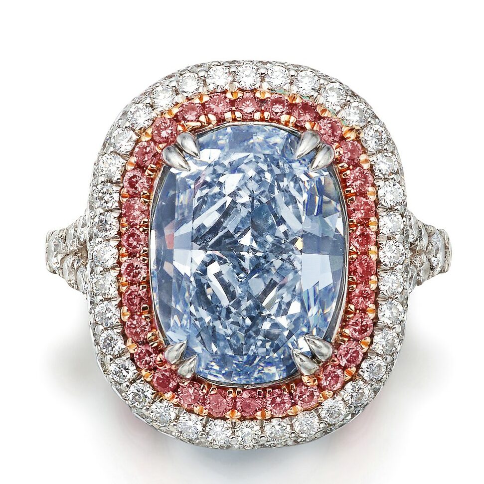 Lot-30 Fancy Blue Diamond, Colored Diamond and Diamond Ring