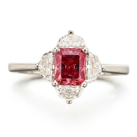 Lot-56 Fancy Red Diamond and Diamond Ring