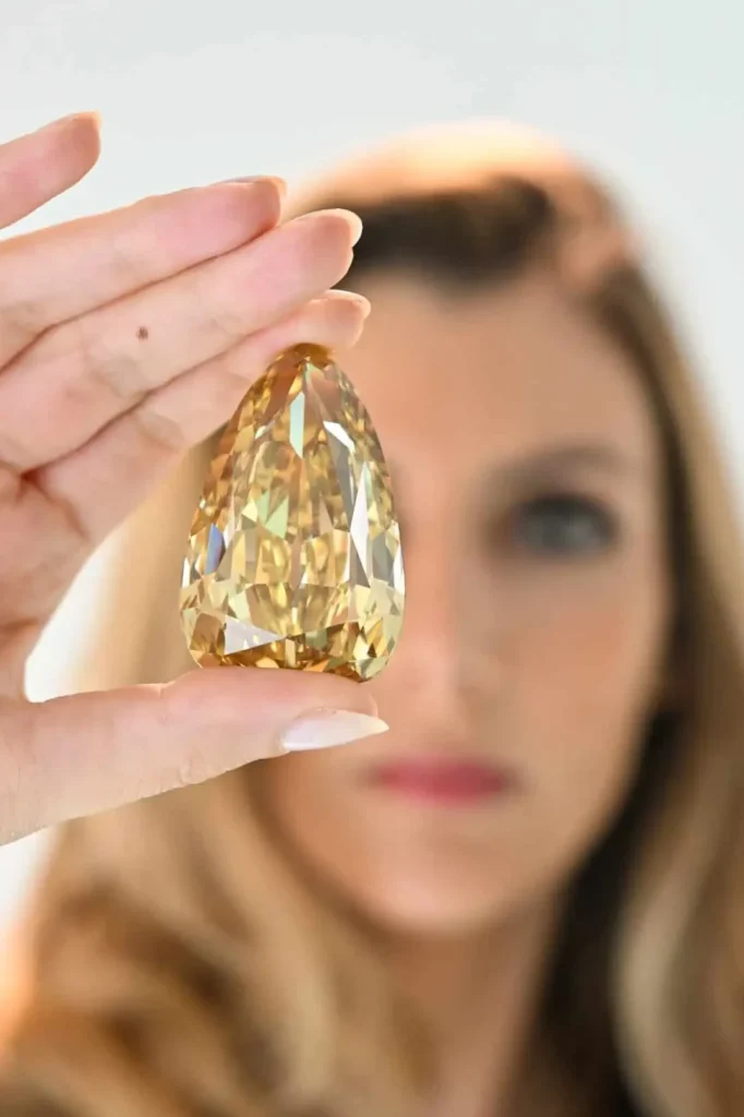 The Golden Canary-a 303.10-carat Fancy Deep Brownish Yellow Diamond to be auctioned by Sothebys in New York.